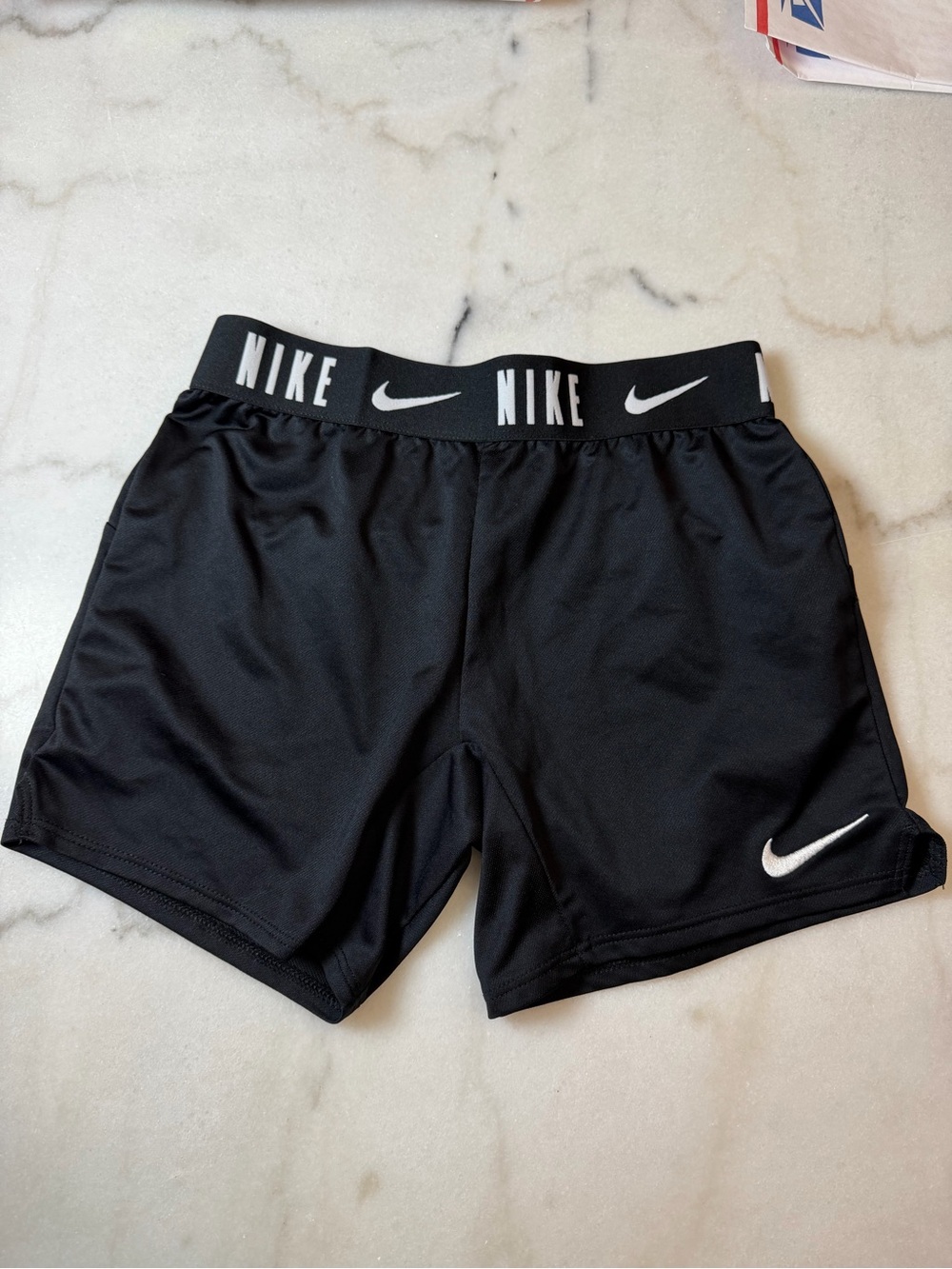 Nike Black Athletic Girls' Shorts with White Swoosh
